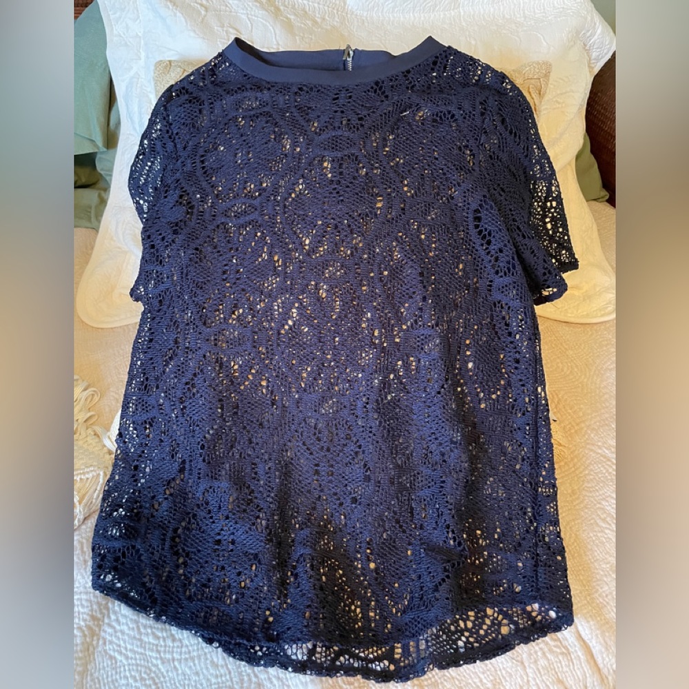 Banana republic blue lace blouse